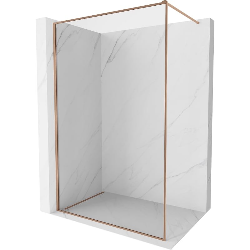 MEXEN/S Kioto-XF Sprchová zástěna WALK-IN s rámem 50 x 202, transparent 10 mm, měď kartáčovaná 800-050-104-65-00-X