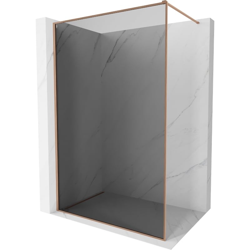 MEXEN/S Kioto-XF Sprchová zástěna WALK-IN s rámem 60 x 202, grafit 10 mm, měď kartáčovaná 800-060-104-65-40-X