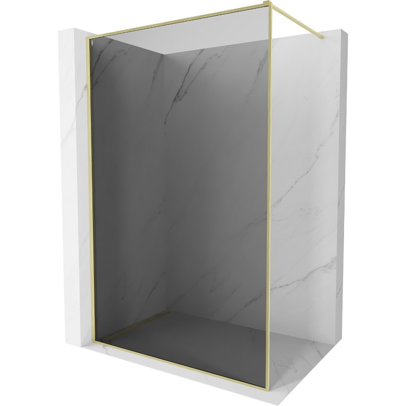 MEXEN/S Kioto-XF Sprchová zástěna WALK-IN s rámem 60 x 202, grafit 10 mm, zlato kartáčovaná 800-060-104-55-40-X