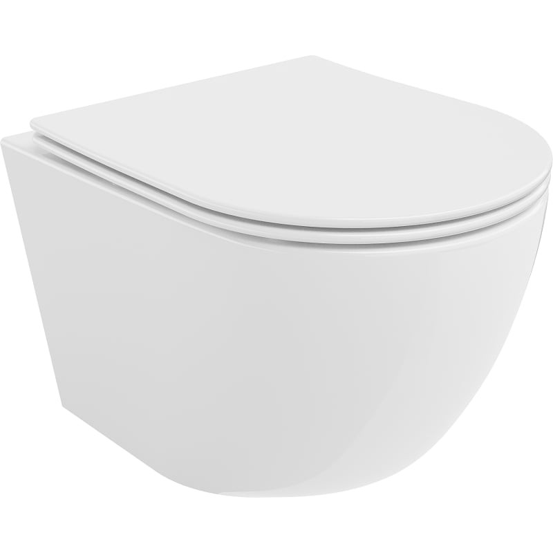 MEXEN/S Lena Závěsná WC mísa Rimless Tornado včetně sedátka s slow slim, duroplast, bílá lesk 30220400T