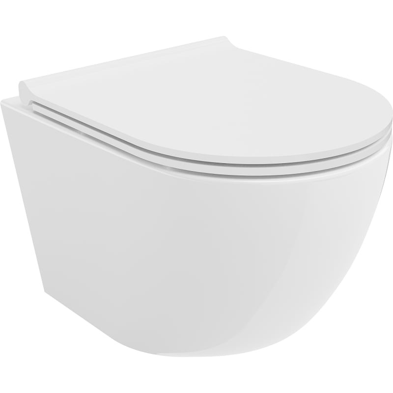 MEXEN/S Lena Závěsná WC mísa Rimless Tornado včetně sedátka s slow slim, duroplast, bílá lesk 30220500T