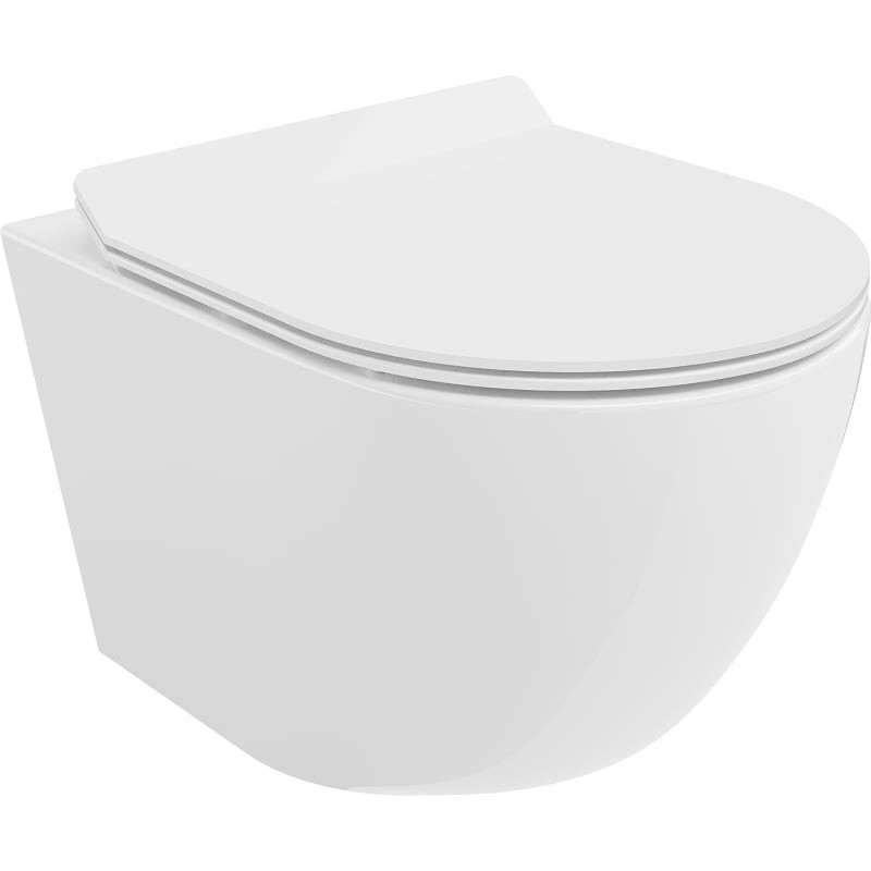 MEXEN/S Lena Závěsná WC mísa Rimless Tornado včetně sedátka s slow slim, duroplast, bílá lesk 30224000T