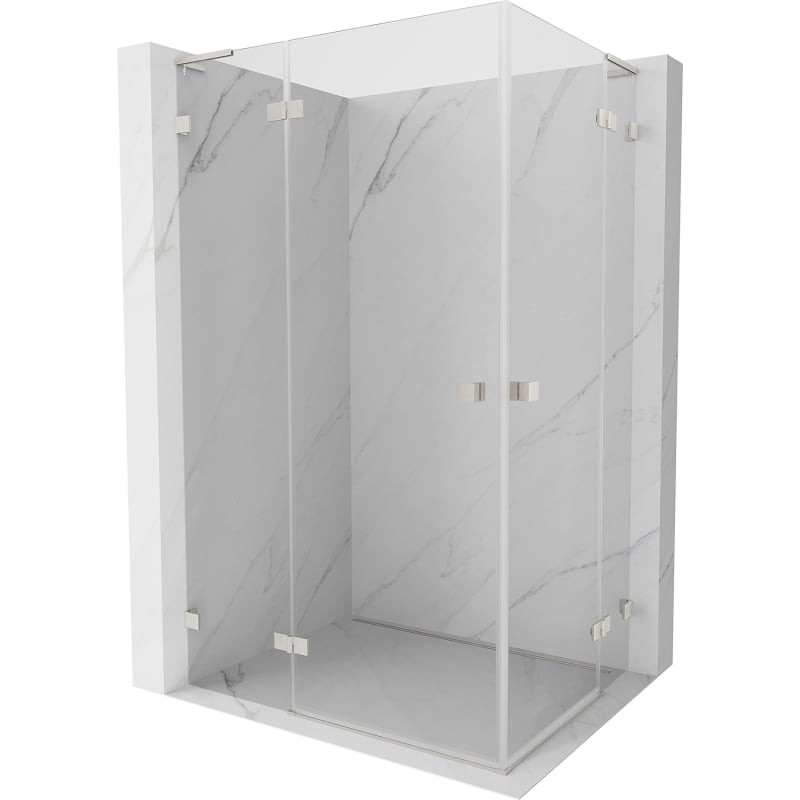 MEXEN/S Lunar L Duo sprchový kout dveře křídlové 105 x 95, transparent, nikl kartáčovaný 834L-105L-095P-97-00