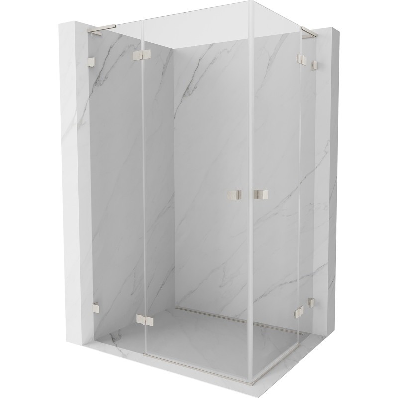 MEXEN/S Lunar L Duo sprchový kout dveře křídlové 120 x 80, transparent, nikl kartáčovaný 834L-120L-080P-97-00