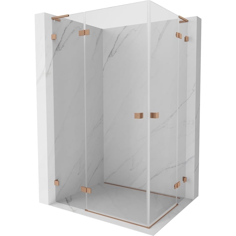 MEXEN/S Lunar L Duo sprchový kout dveře křídlové 120 x 90, transparent, měď kartáčovaná 834L-120L-090P-65-00