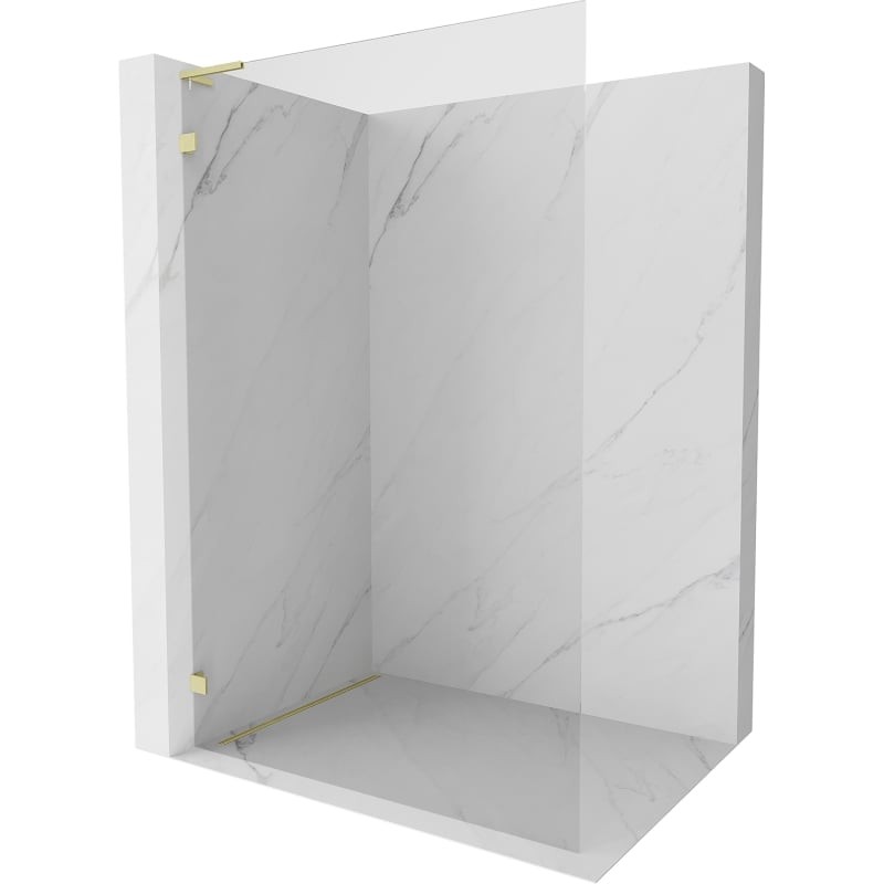 MEXEN/S Lunar L Sprchová zástěna WALK-IN levá 90 x 200, transparent 8 mm, zlato kartáčovaná 830L-090-000-55-00-L
