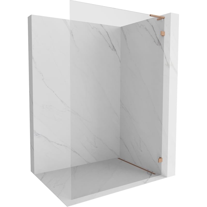 MEXEN/S Lunar L Sprchová zástěna WALK-IN pravá 100 x 200, transparent 8 mm, měď kartáčovaná 830L-100-000-65-00-P