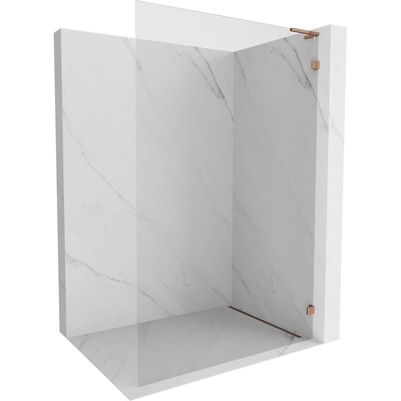 MEXEN/S Lunar L Sprchová zástěna WALK-IN pravá 50 x 200, transparent 8 mm, růžové zlato 830L-050-000-60-00-P