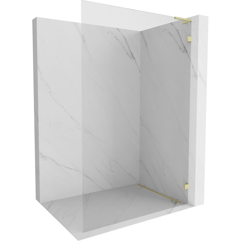 MEXEN/S Lunar L Sprchová zástěna WALK-IN pravá 50 x 200, transparent 8 mm, zlato kartáčovaná 830L-050-000-55-00-P