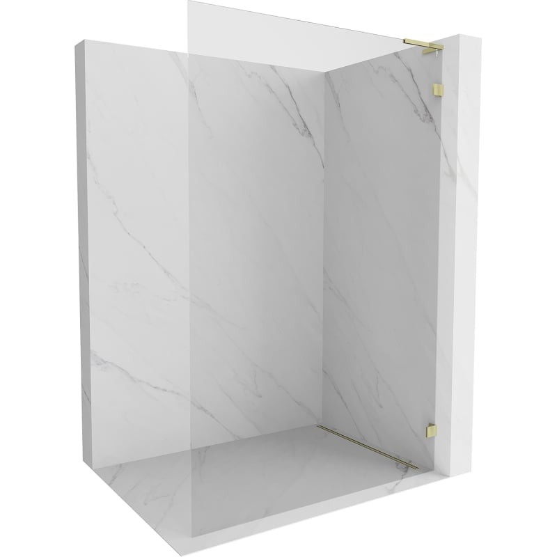 MEXEN/S Lunar L Sprchová zástěna WALK-IN pravá 90 x 200, transparent 8 mm, zlato 830L-090-000-50-00-P