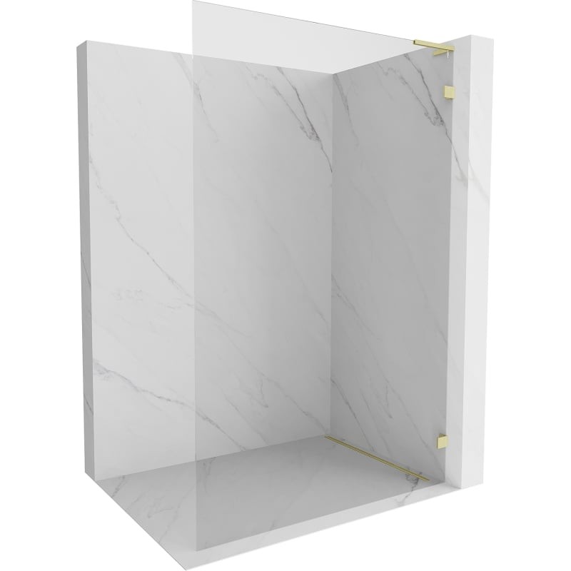 MEXEN/S Lunar L Sprchová zástěna WALK-IN pravá 90 x 200, transparent 8 mm, zlato kartáčovaná 830L-090-000-55-00-P