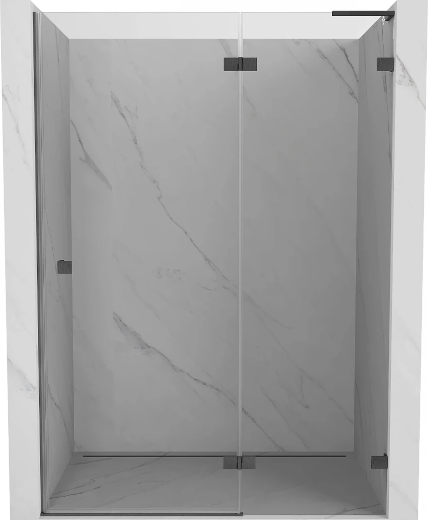 MEXEN/S Lunar L sprchové dveře křídlové pravé 130, transparent, grafit kartáčovaná 834L-130-000-66-00-P