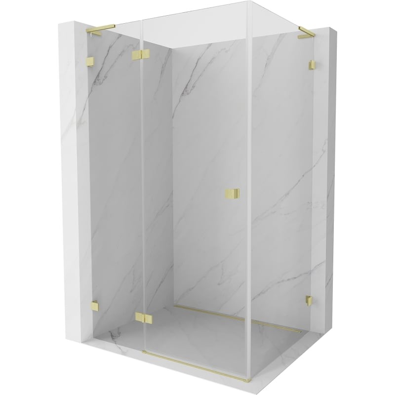 MEXEN/S Lunar L sprchový kout dveře křídlové levá 100 x 90, transparent, zlato kartáčovaná 834L-100-090-55-00-L