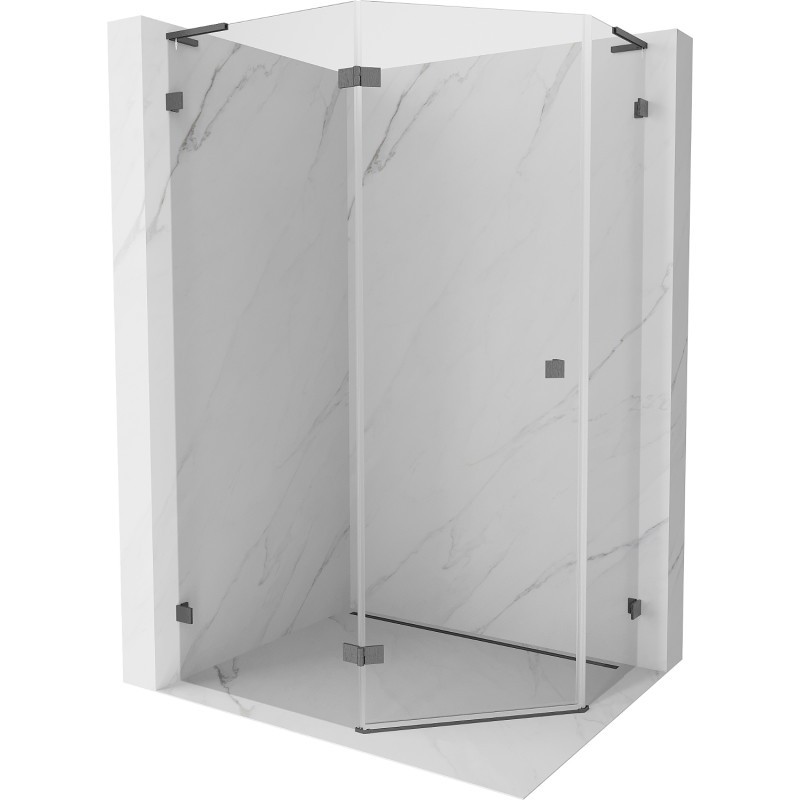 MEXEN/S Lunar L sprchový kout pětiboký křídlový levá 100x80, transparent, grafit kartáčovaná 831L-100L-080P-66-00-L