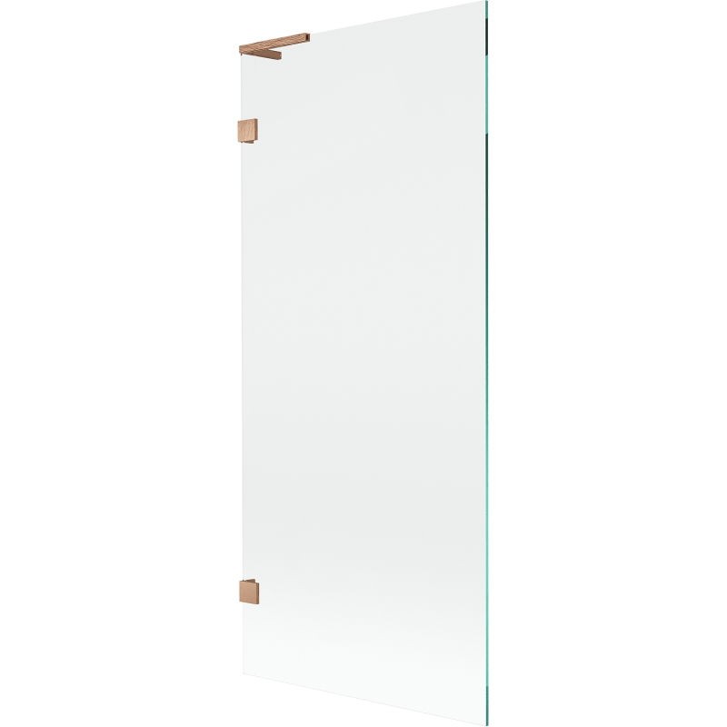 MEXEN/S Lunar L vanová zástěna FIX 80 x 150, transparent, měď kartáčovaná 897L-080-000-65-00