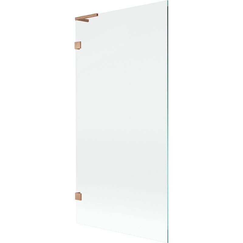 MEXEN/S Lunar L vanová zástěna FIX 90 x 150, transparent, měď kartáčovaná 897L-090-000-65-00