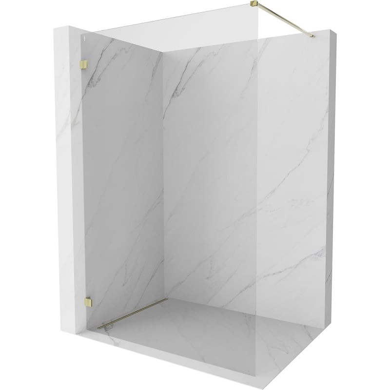 MEXEN/S Lunar Sprchová zástěna WALK-IN levá 130 x 200, transparent 8 mm, zlato 830-130-000-50-00-L