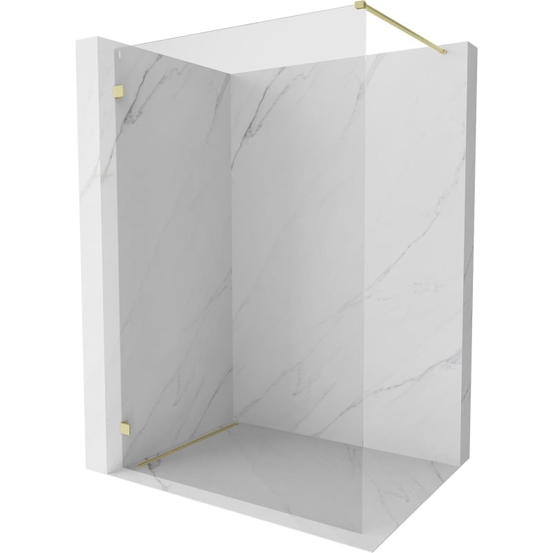 MEXEN/S Lunar Sprchová zástěna WALK-IN levá 130 x 200, transparent 8 mm, zlato kartáčovaná 830-130-000-55-00-L