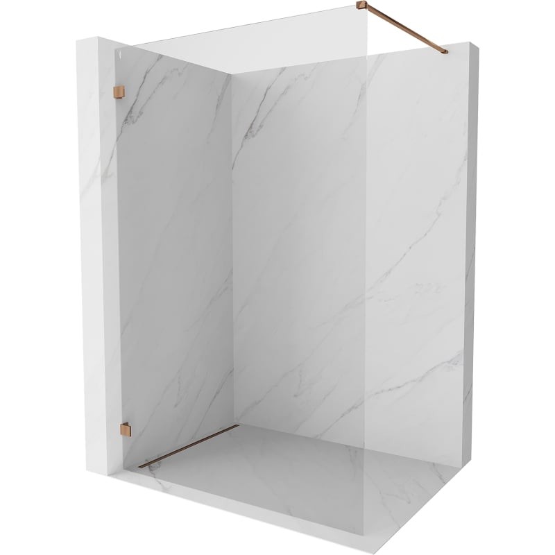 MEXEN/S Lunar Sprchová zástěna WALK-IN levá 80 x 200, transparent 8 mm, růžové zlato 830-080-000-60-00-L