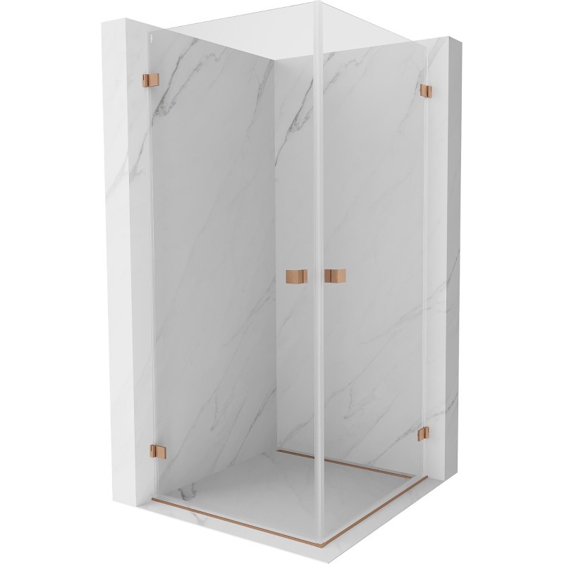 MEXEN/S Lunar-B Duo sprchový kout dveře křídlové 95 x 95, transparent, měď kartáčovaná 832-095L-095P-65-00