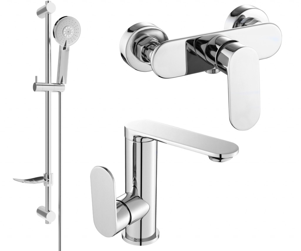 MEXEN/S Milo DF40 SET umyvadlová baterie + sprchová s příslušenstvím, chrom 713054DF40-00