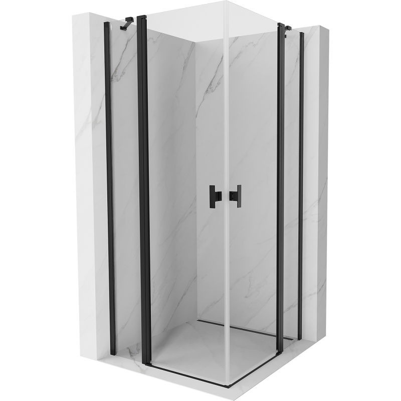 MEXEN/S Mist Duo sprchový kout dveře křídlové 85 x 85, transparent, černá 8A4-085-085-70-00