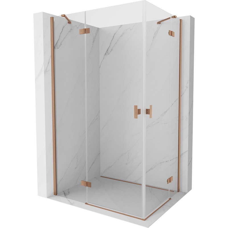 MEXEN/S Mist H Duo sprchový kout dveře křídlové 70 x 110, transparent, měď kartáčovaná 8A5-070L-110P-65-00