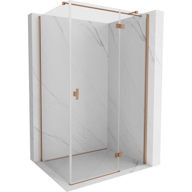 MEXEN/S Mist H T sprchový kout dveře křídlové pravá 70 x 100, transparent, měď kartáčovaná 8A5T-070-100-65-00-P