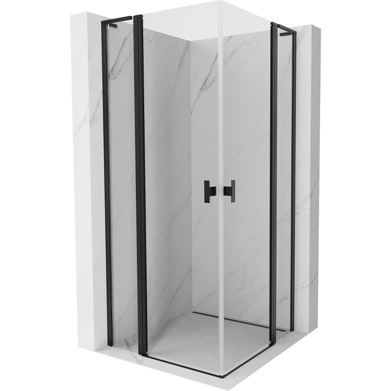 MEXEN/S Mist L Duo sprchový kout dveře křídlové 105 x 105, transparent, černá 8A4L-105-105-70-00