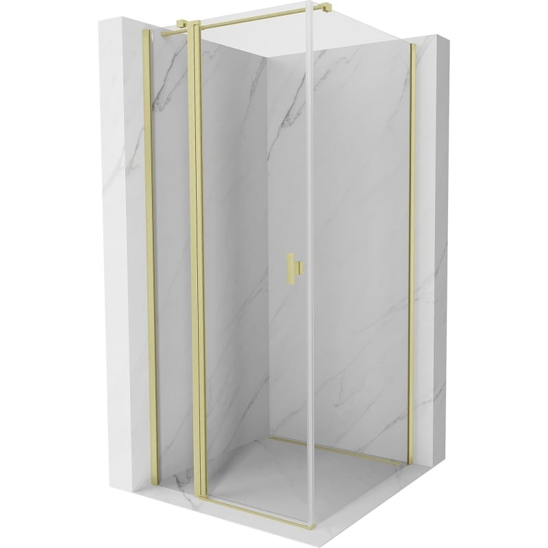 MEXEN/S Mist T sprchový kout dveře křídlové 80 x 80, transparent, zlato kartáčovaná 8A4T-080-080-55-00