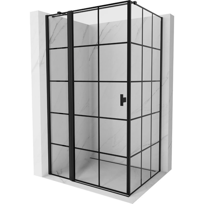 MEXEN/S Mist T sprchový kout dveře křídlové levá 105 x 95, černá dekor, černá 8A4T-105-095-70-77-L