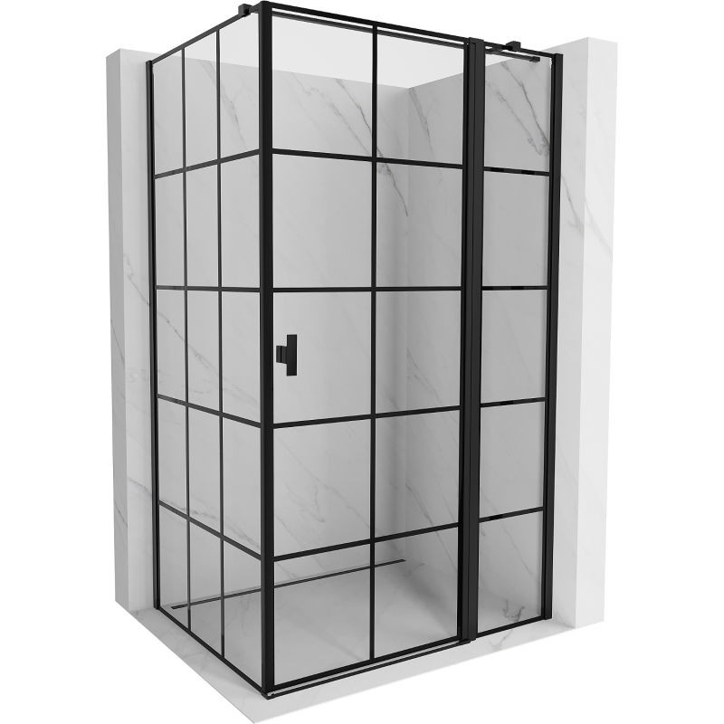 MEXEN/S Mist T sprchový kout dveře křídlové pravá 105 x 75, černá dekor, černá 8A4T-105-075-70-77-P