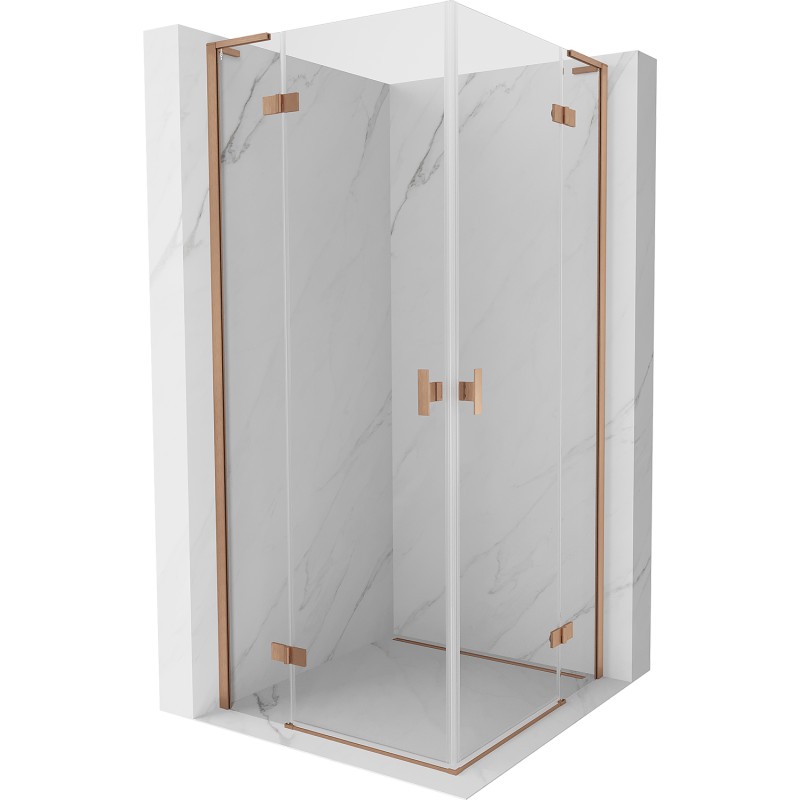 MEXEN/S Mist-H L Duo sprchový kout dveře křídlové 115 x 115, transparent, měď kartáčovaná 8A5L-115L-115P-65-00
