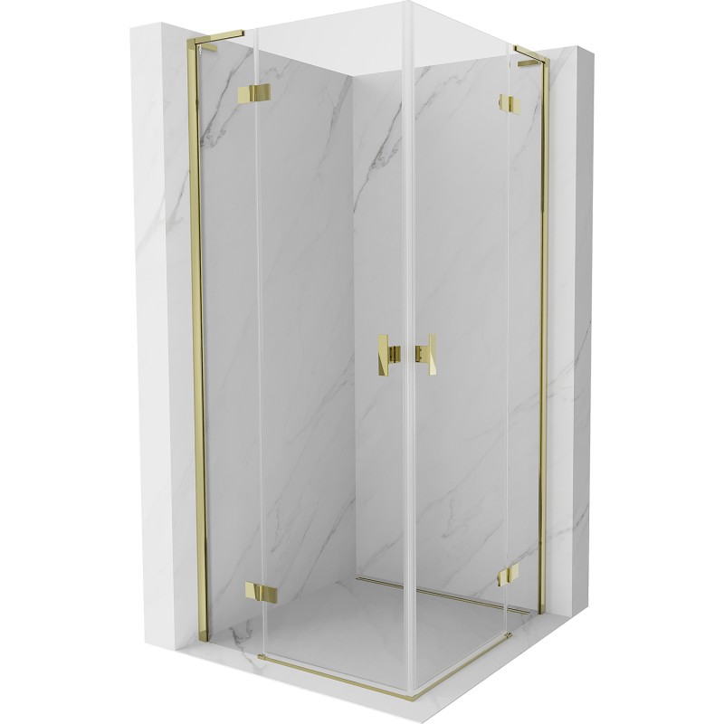 MEXEN/S Mist-H L Duo sprchový kout dveře křídlové 115 x 115, transparent, zlato 8A5L-115L-115P-50-00