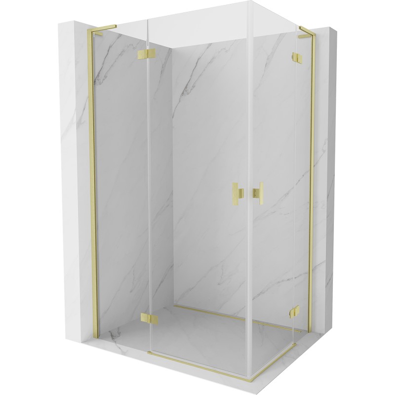 MEXEN/S Mist-H L Duo sprchový kout dveře křídlové 75 x 90, transparent, zlato kartáčovaná 8A5L-075L-090P-55-00