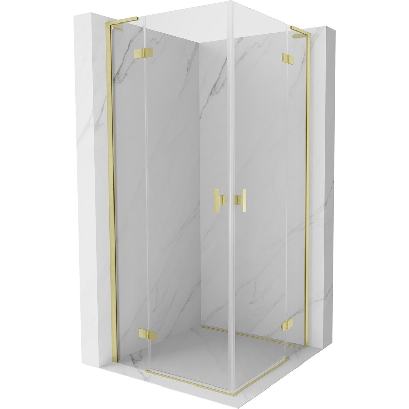 MEXEN/S Mist-H L Duo sprchový kout dveře křídlové 80 x 80, transparent, zlato kartáčovaná 8A5L-080L-080P-55-00