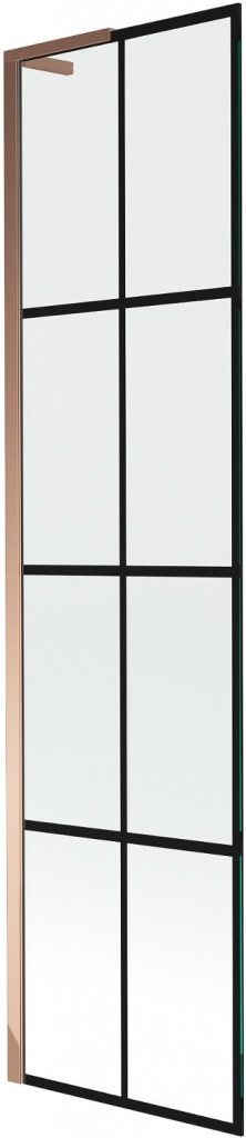 MEXEN/S Next L vanová zástěna FIX 50 x 150, černá vzor, růžové zlato 895-050-000-03-77-60