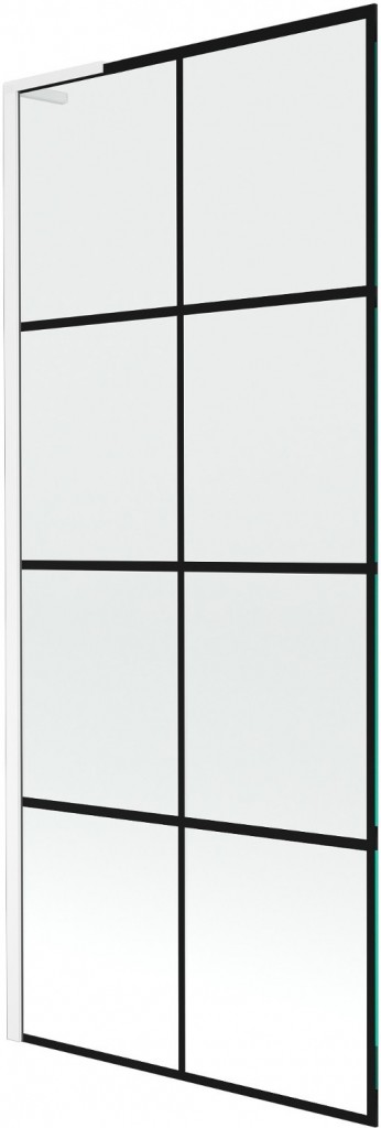 MEXEN/S Next L vanová zástěna FIX 80 x 150, černá vzor, bílá 895-080-000-03-77-20