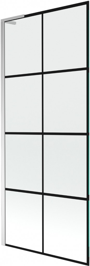 MEXEN/S Next L vanová zástěna FIX 80 x 150, černá vzor, chrom 895-080-000-03-77-01