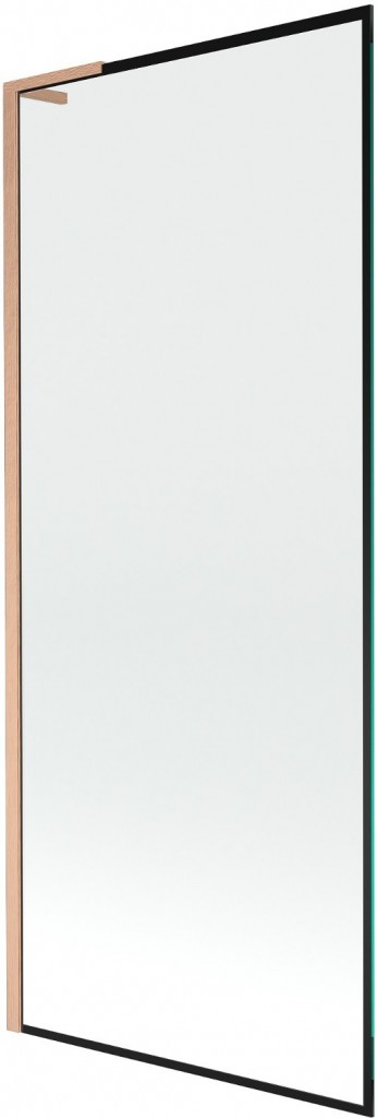 MEXEN/S Next L vanová zástěna FIX 80 x 150, černá vzor,  měď kartáčovaná 895-080-000-03-70-65