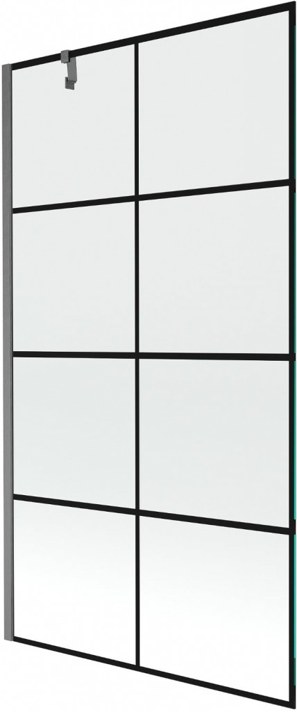 MEXEN/S Next vanová zástěna FIX 100 x 150, černá vzor, grafit kartáčovaná 895-100-000-00-77-66