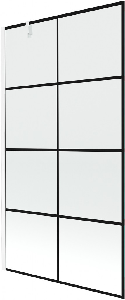 MEXEN/S Next vanová zástěna FIX 100x150, černý dekor, bílá 895-100-000-00-77-20