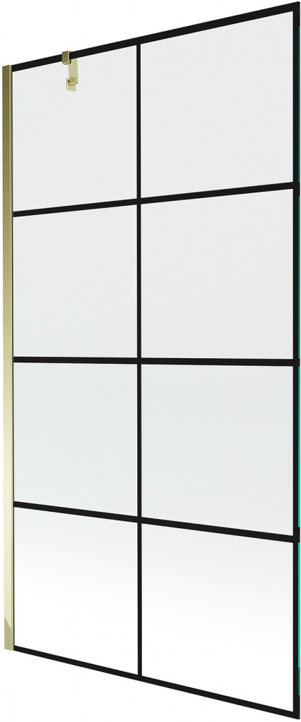 MEXEN/S Next vanová zástěna FIX 100x150, černý dekor, zlato 895-100-000-00-77-50