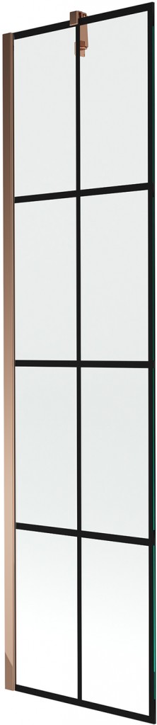 MEXEN/S Next vanová zástěna FIX 50 x 150, černá dekor, růžové zlato 895-050-000-00-77-60