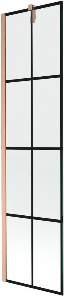 MEXEN/S Next vanová zástěna FIX 50 x 150, černá vzor, měď kartáčovaná 895-050-000-00-70-77 895-050-000-00-77-65