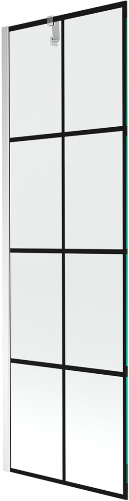 MEXEN/S Next vanová zástěna FIX 60 x 150, černá dekor, chrom 895-060-000-00-77-01