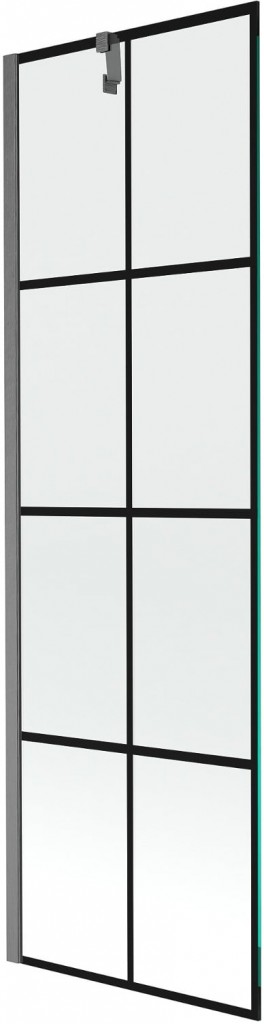 MEXEN/S Next vanová zástěna FIX 60 x 150, černá vzor, grafit kartáčovaná 895-060-000-00-77-66