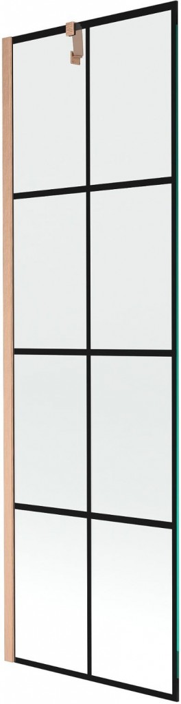 MEXEN/S Next vanová zástěna FIX 60 x 150, černá vzor, měď kartáčovaná 895-060-000-00-70-77 895-060-000-00-77-65