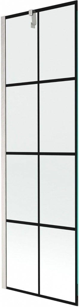 MEXEN/S Next vanová zástěna FIX 60 x 150, černá vzor, nikl kartáčovaná 895-060-000-00-77-97