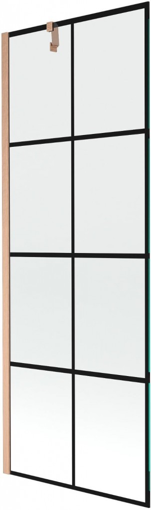 MEXEN/S Next vanová zástěna FIX 70 x 150, černá vzor, měď kartáčovaná 895-070-000-00-70-77 895-070-000-00-77-65